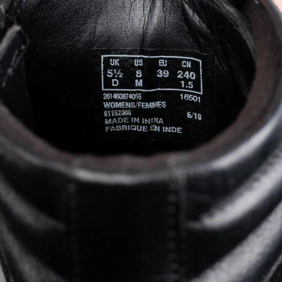 Clarks Womens Hollis Jasmine Boot Size 8 M Black Leather LaceUp Heel Lug Bootie - Picture 5 of 8